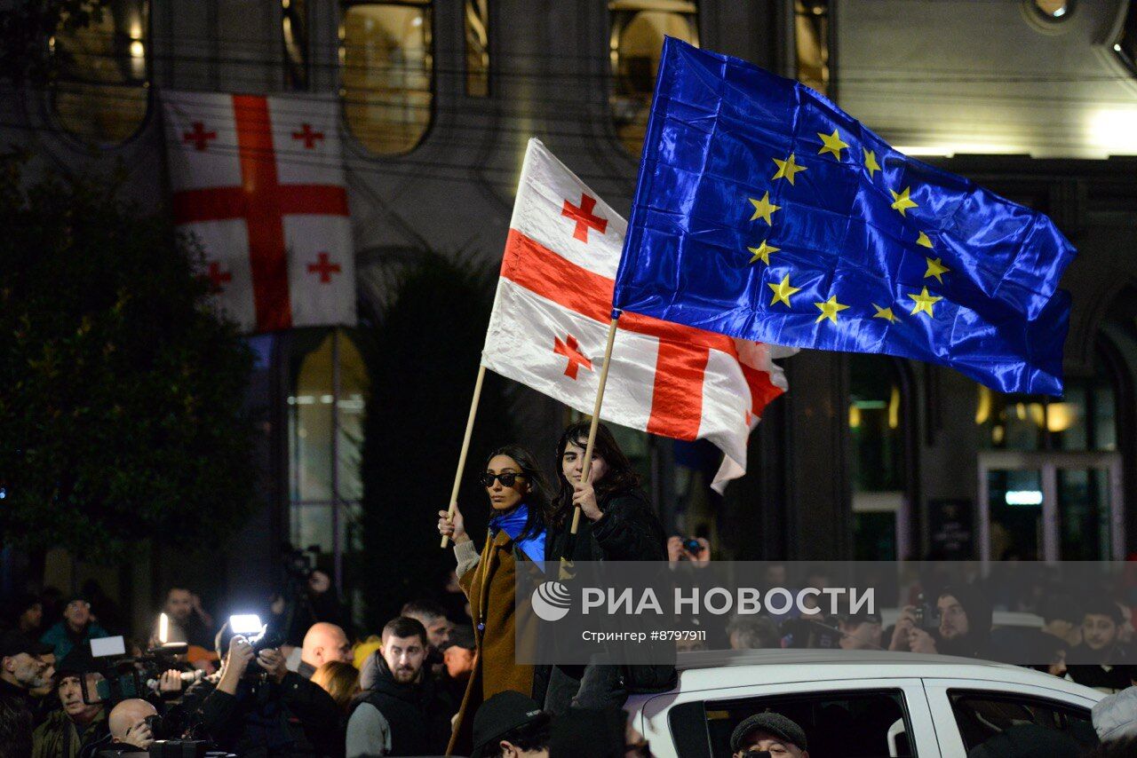 Акция протеста оппозиции в Тбилиси