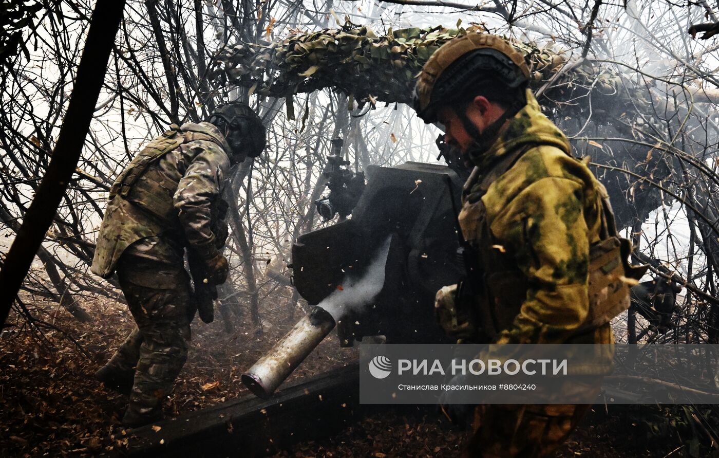 Боевая работа расчета гаубицы Д-30  ЦВО на Красноармейском направлении