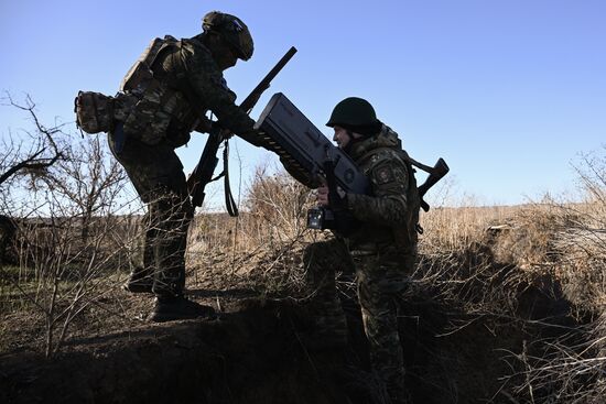 Работа мобильной группы воздушного наблюдения в Запорожской области