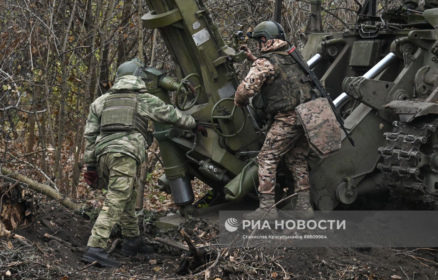 Боевая работа расчета 2С4 "Тюльпан" самоходно-артиллерийского полка ЦВО на Красноармейском направлении