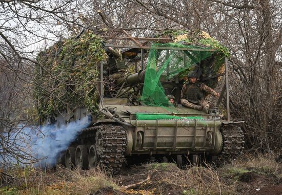 Боевая работа расчета 2С4 "Тюльпан" самоходно-артиллерийского полка ЦВО на Красноармейском направлении