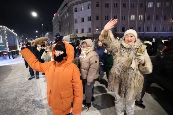 Зажжение огней первой в России новогодней елки