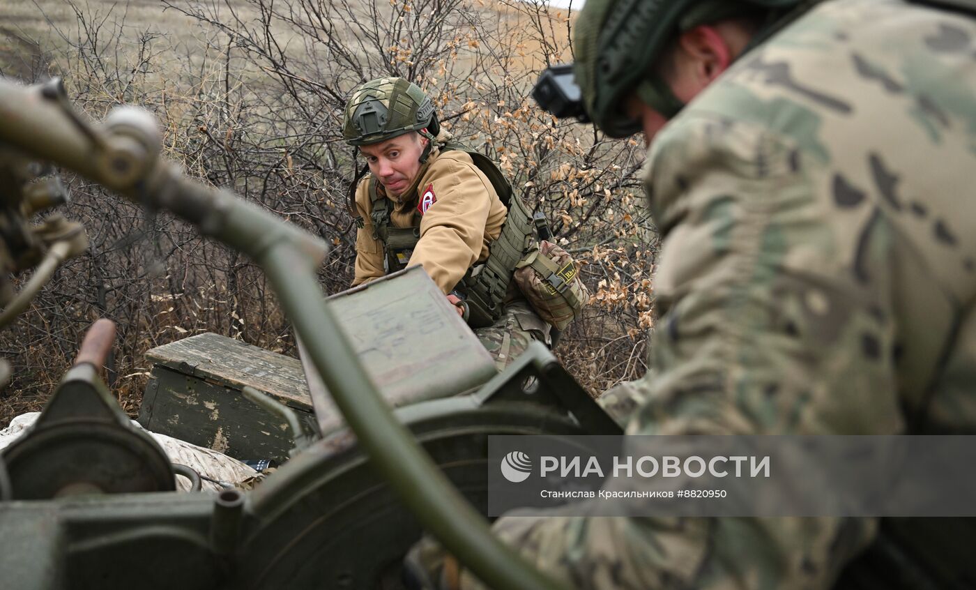 Боевая работа расчета зенитной установки ЗУ-23 группировки войск "Центр" на Красноармейском направлении СВО