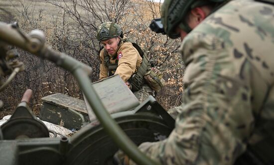 Боевая работа расчета зенитной установки ЗУ-23 группировки войск "Центр" на Красноармейском направлении СВО