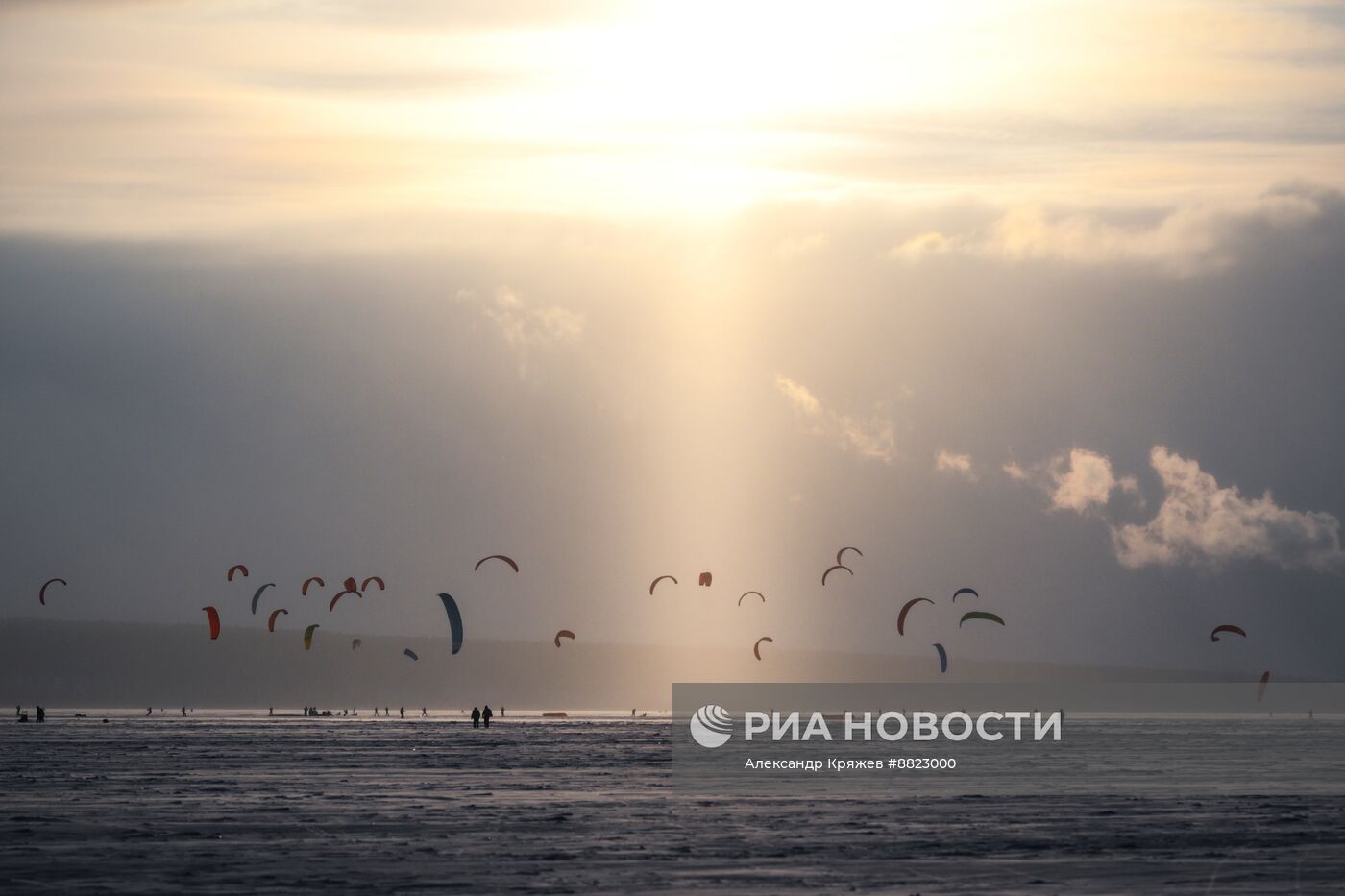 Зимний кайтинг в Новосибирске