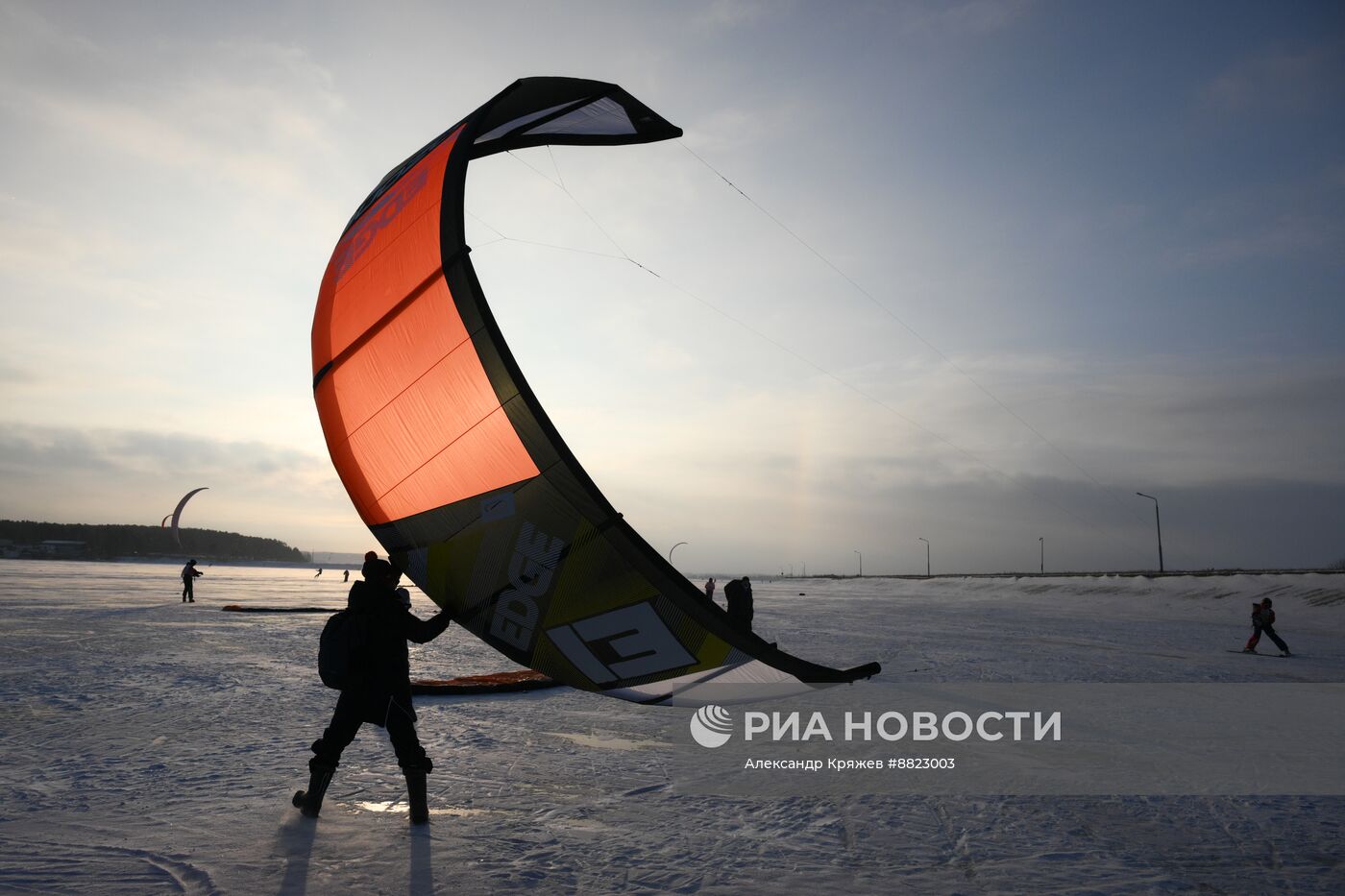 Зимний кайтинг в Новосибирске