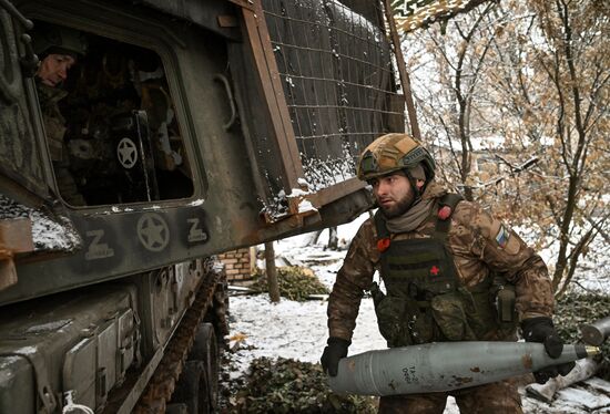 Боевая работа расчета гаубицы "Мста-С" ЦВО на Красноармейском направлении СВО