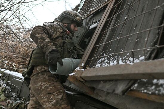 Боевая работа расчета гаубицы "Мста-С" ЦВО на Красноармейском направлении СВО