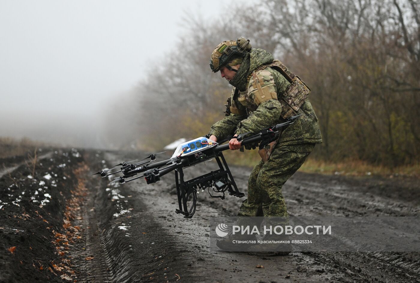 Испытания переделанных трофейных БПЛА ВСУ бойцами группировки "Центр" на Красноармейском направлении