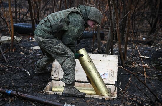 Боевая работа расчета пушки М-46 ЦВО на Красноармейском направлении 