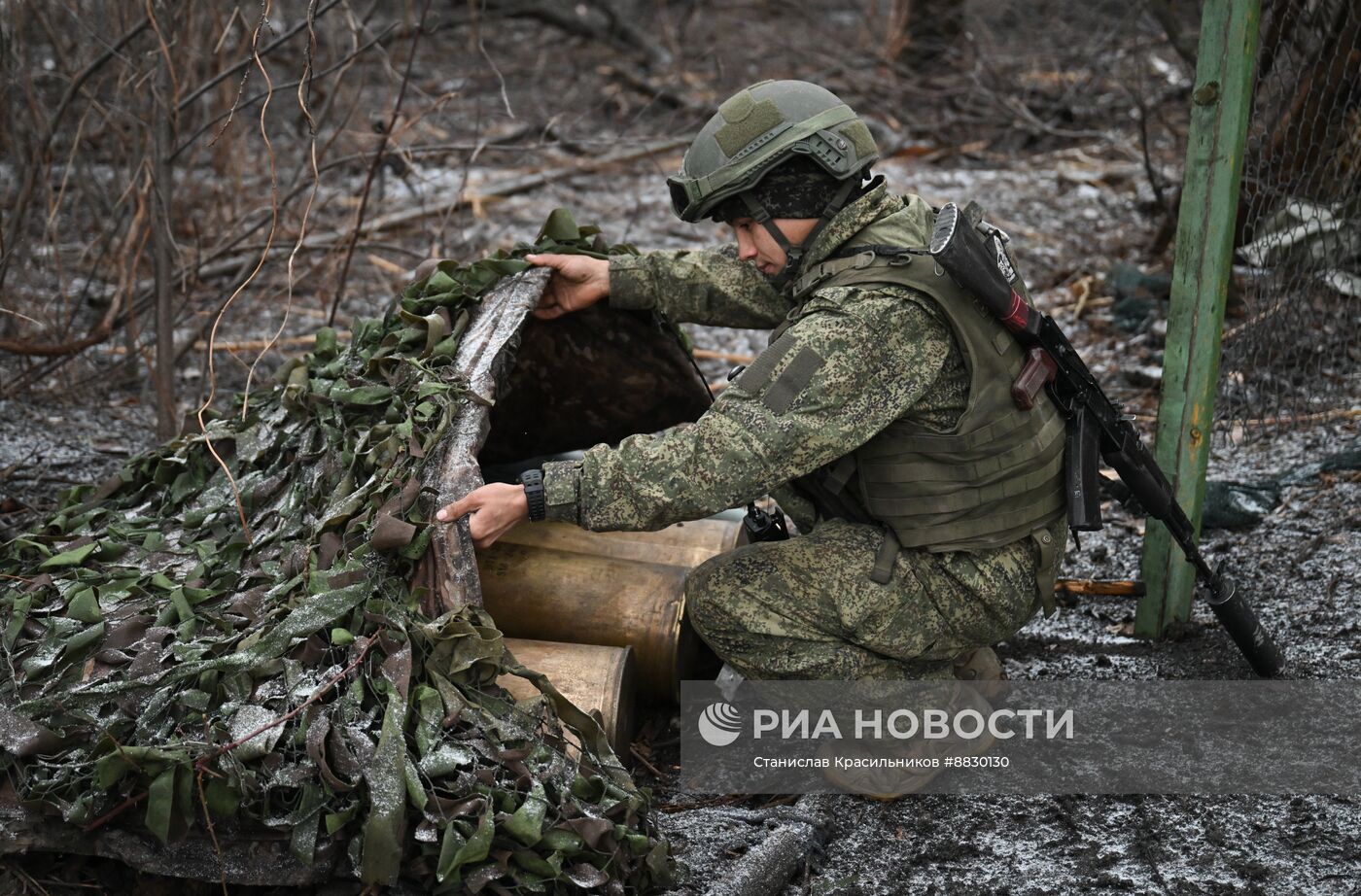 Боевая работа расчета пушки 2С5 "Гиацинт-С" группировки "Центр" на Красноармейском направлении