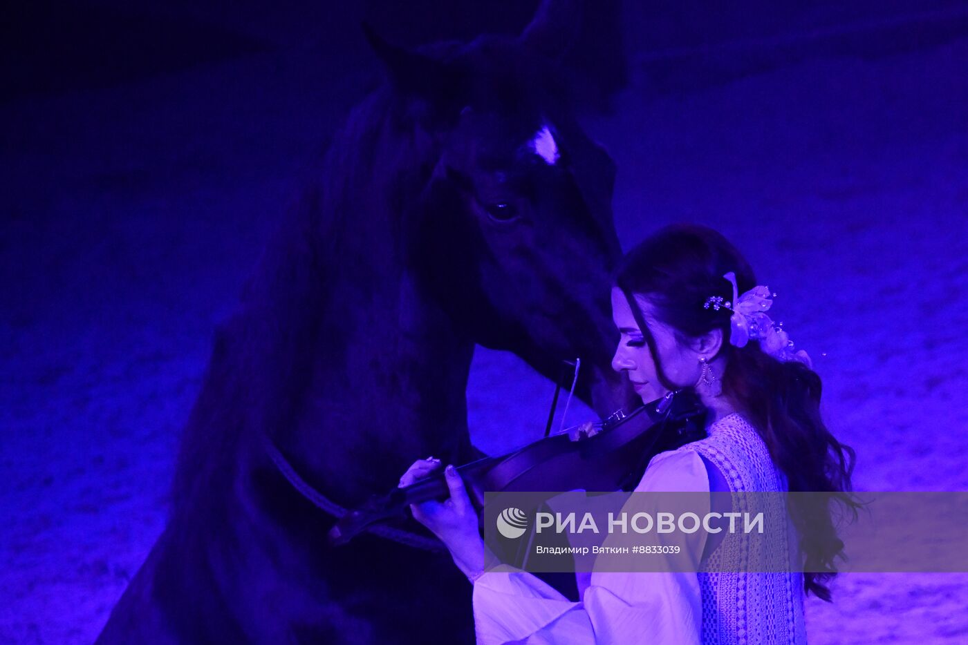 Репетиция спектакля "Мир на двоих" Конного театра Кремлевской школы верховой езды