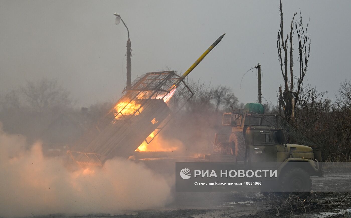 Боевая работа РСЗО БМ-21 "Град" на Красноармейском направлении СВО