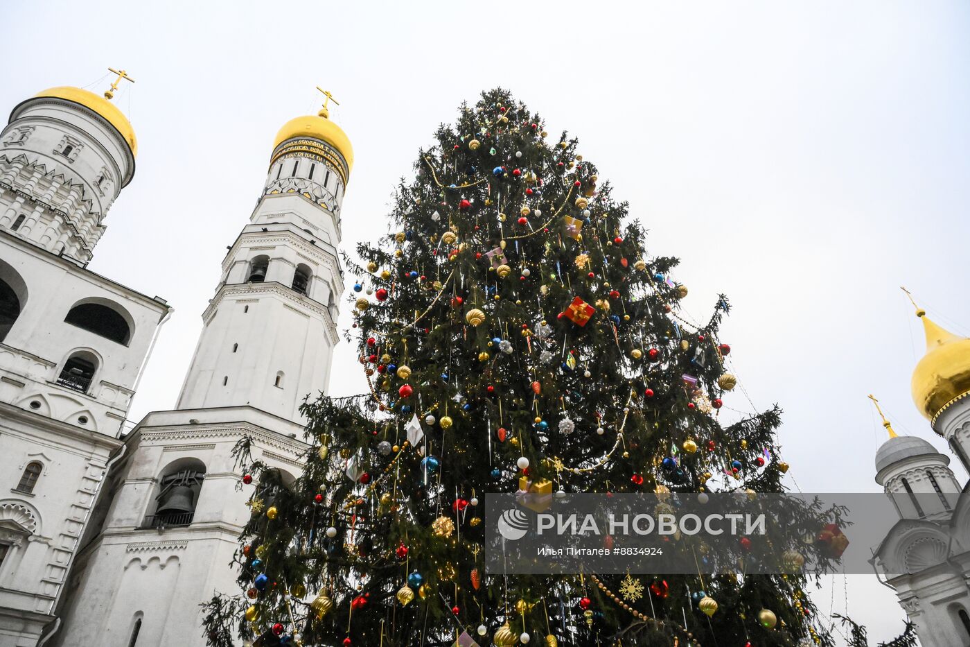 Главная новогодняя елка страны на Соборной площади Московского Кремля