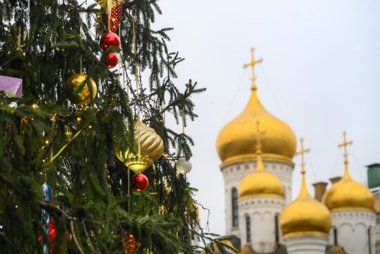 Главная новогодняя елка страны на Соборной площади Московского Кремля