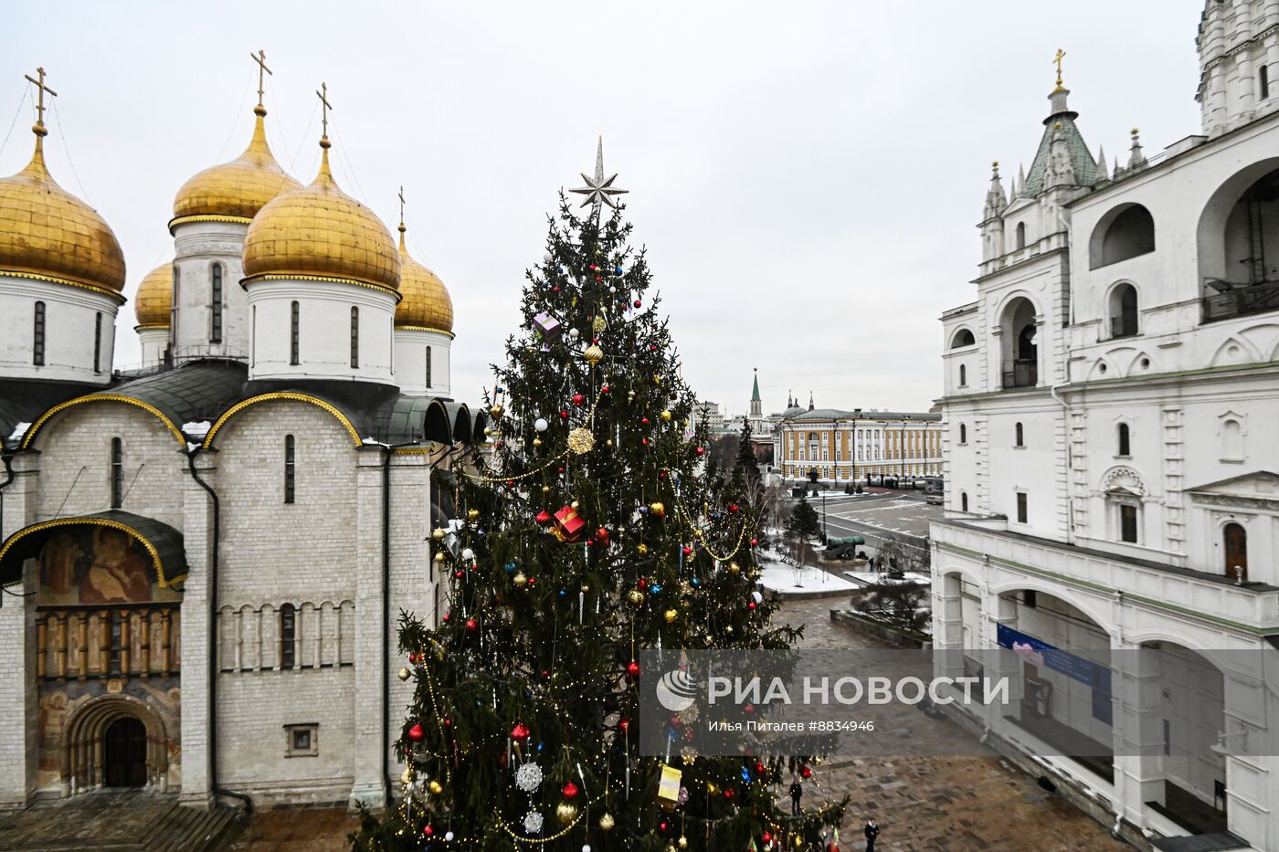 Главная новогодняя елка страны на Соборной площади Московского Кремля