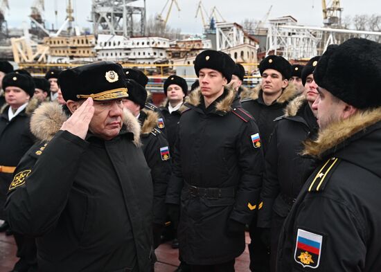 Патрульный корабль ледового класса "Николай Зубов" спустили на воду в Санкт-Петербурге