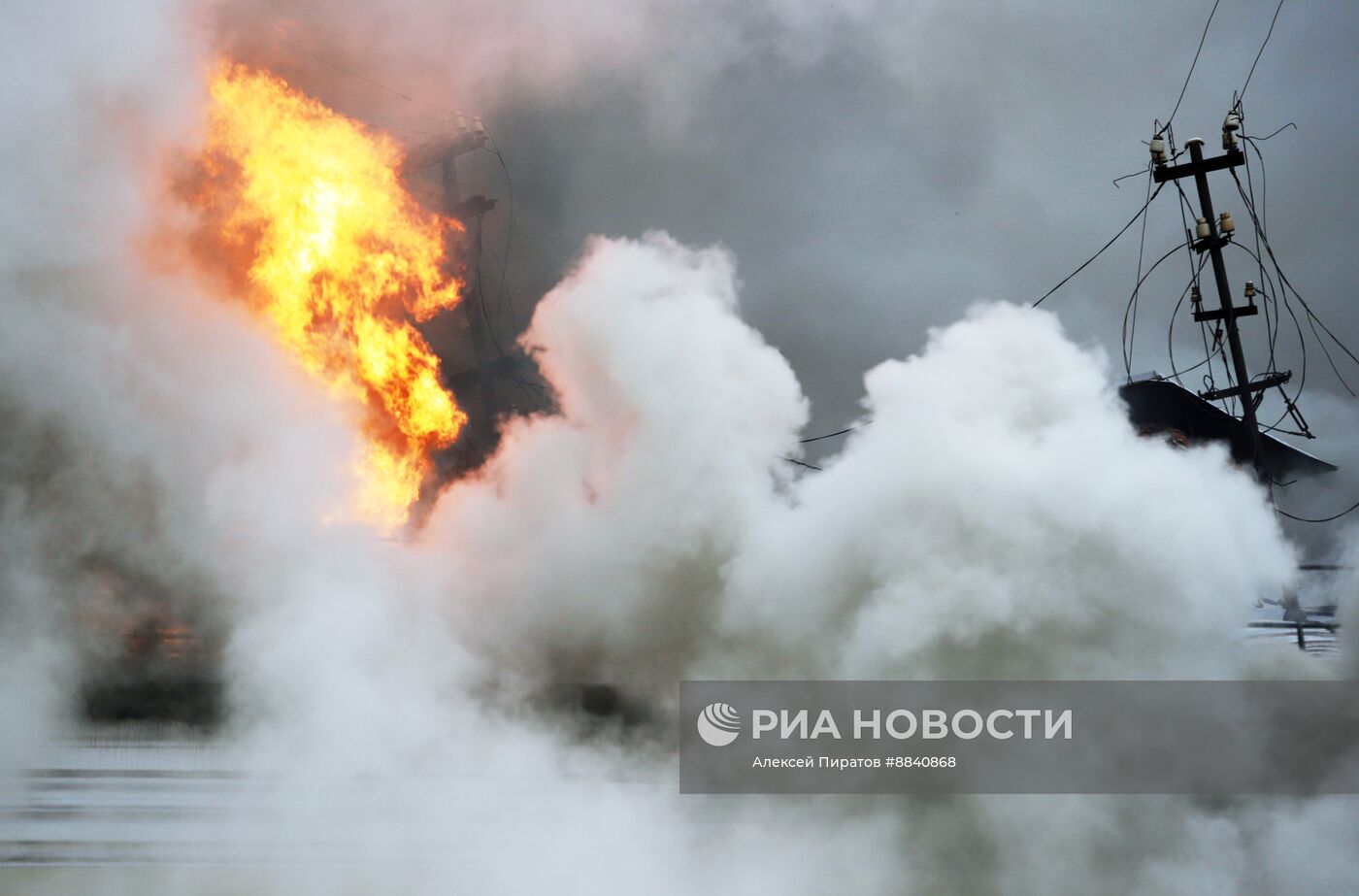 Пожар в здании военного госпиталя в Туле