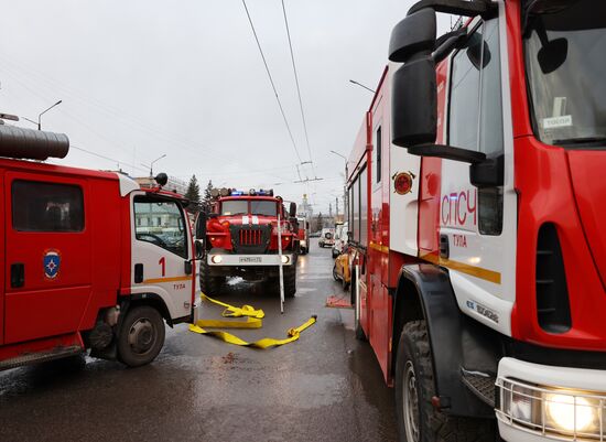 Пожар в здании военного госпиталя в Туле