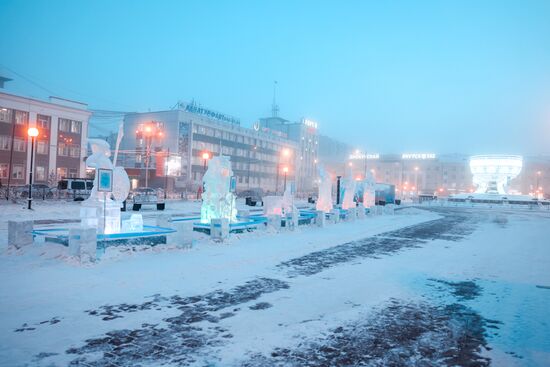 Ледовые скульптуры, посвященные 80-летию Победы в Великой Отечественной войне