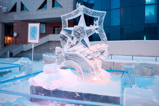 Ледовые скульптуры, посвященные 80-летию Победы в Великой Отечественной войне