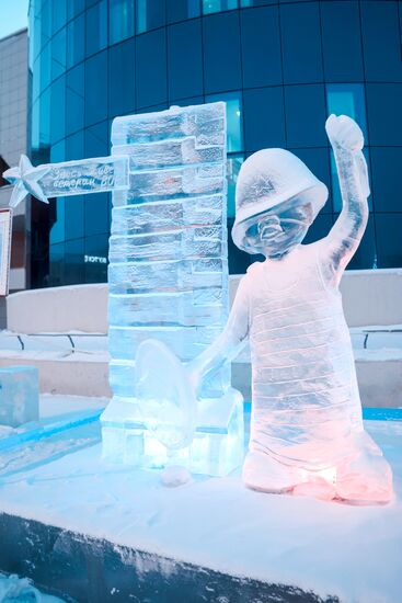 Ледовые скульптуры, посвященные 80-летию Победы в Великой Отечественной войне