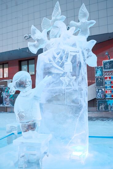 Ледовые скульптуры, посвященные 80-летию Победы в Великой Отечественной войне