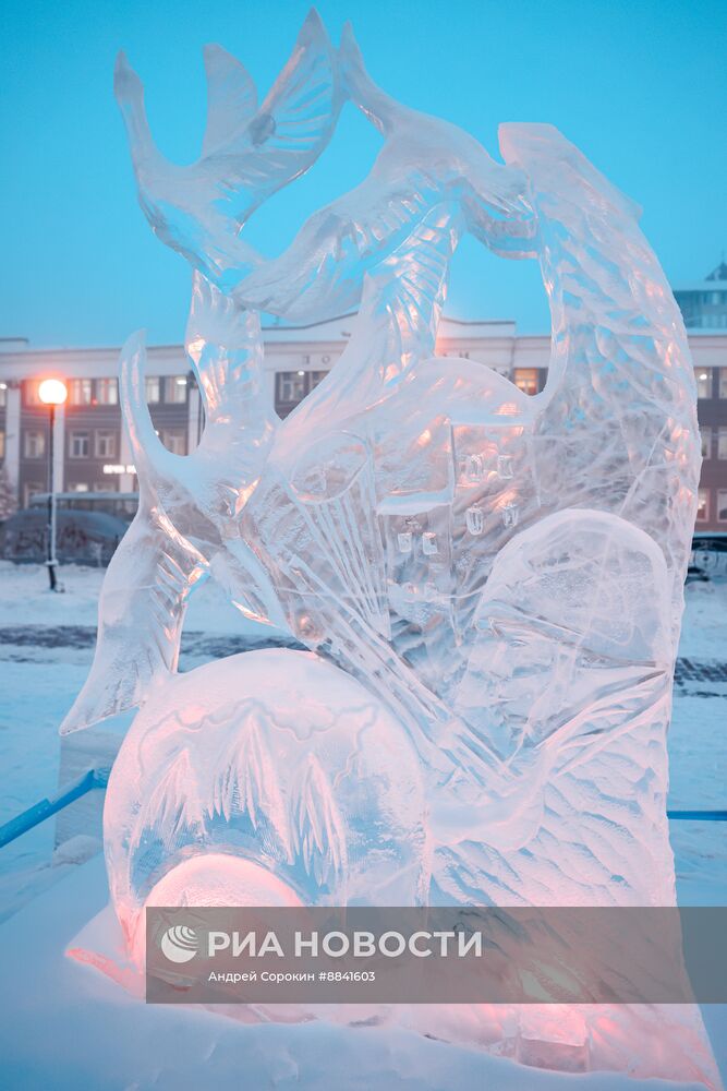 Ледовые скульптуры, посвященные 80-летию Победы в Великой Отечественной войне