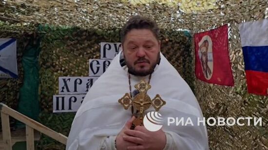 Богослужение на каховском направлении фронта