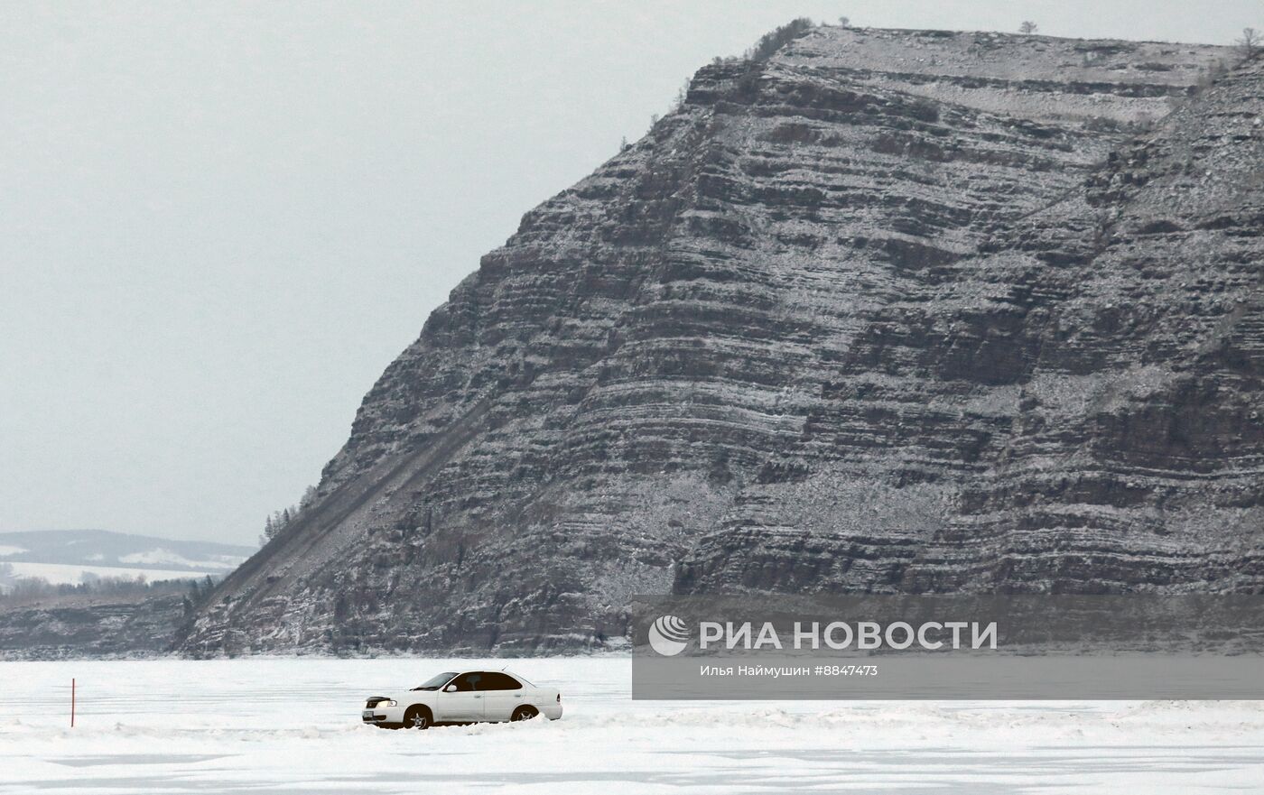 Ледовая переправа через Енисей 