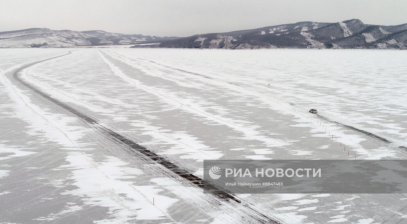 Ледовая переправа через Енисей 