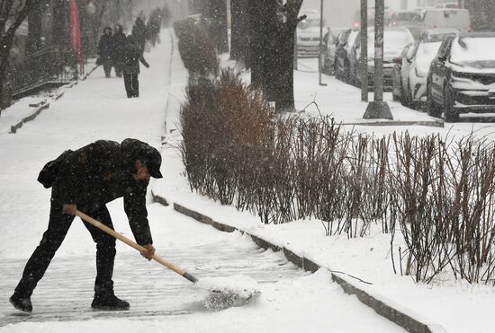 Снег во Владивостоке