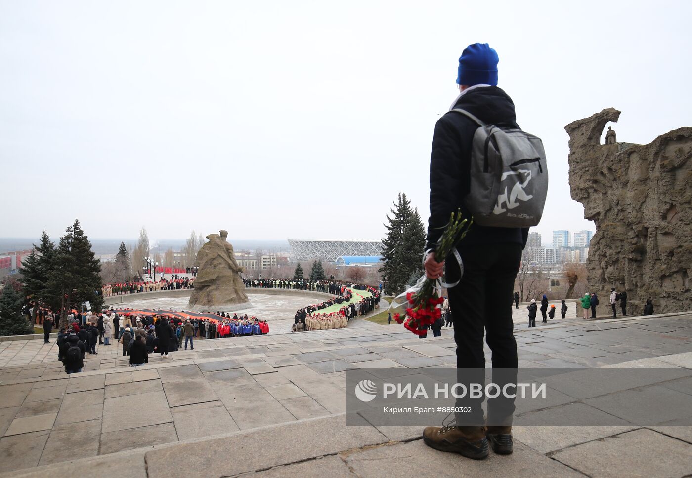 Акция Георгиевская лента на Мамаевом Кургане 