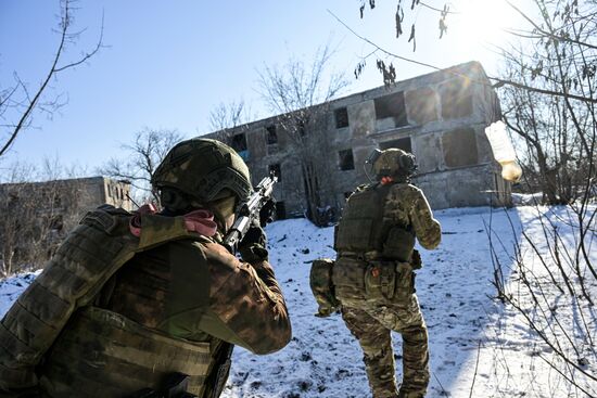 Боевая подготовка штурмовых подразделений ЦВО, участвовавших в освобождении населенного пункта Дзержинск в ДНР