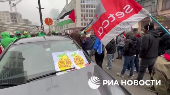 Антиправительственная акция в Брюсселе