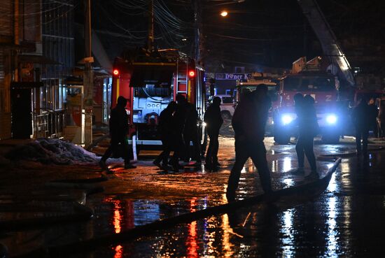 Пожар на Центральном рынке в Симферополе