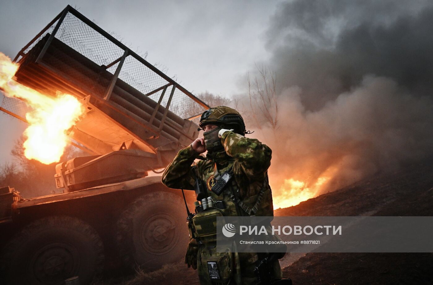 Боевая работа артрасчета РСЗО "Град" на Курском направлении СВО