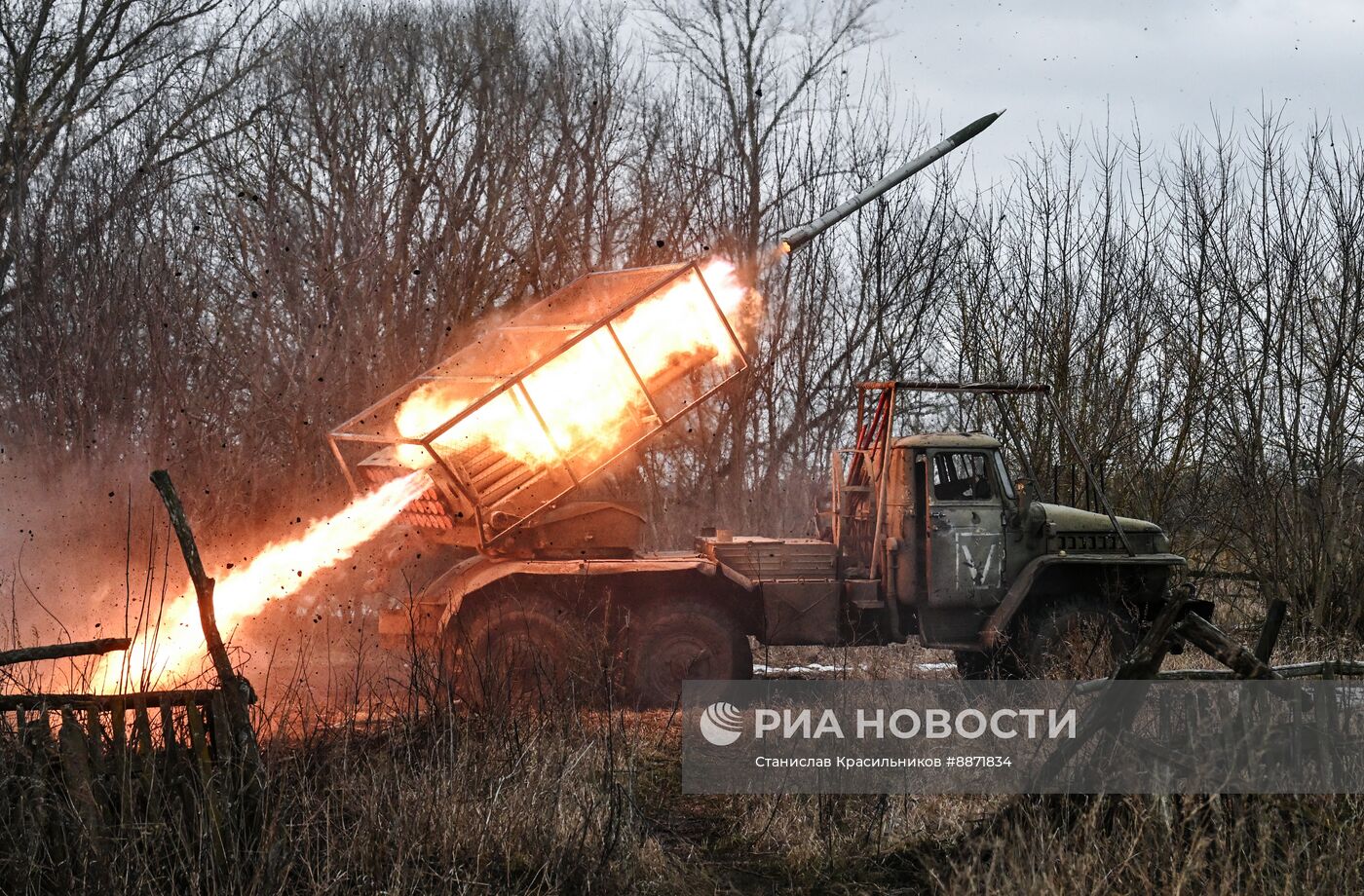 Боевая работа артрасчета РСЗО "Град" на Курском направлении СВО