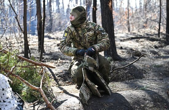 Подготовка к выполнению боевой задачи военнослужащими 177-го полка морской пехоты Каспийской флотилии на Курском направлении