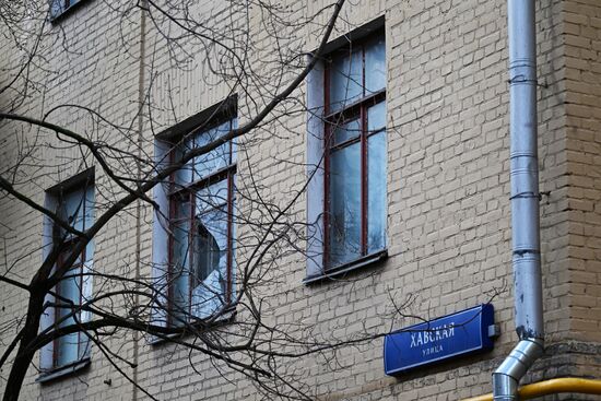 Последствия атаки БПЛА в Москве 
