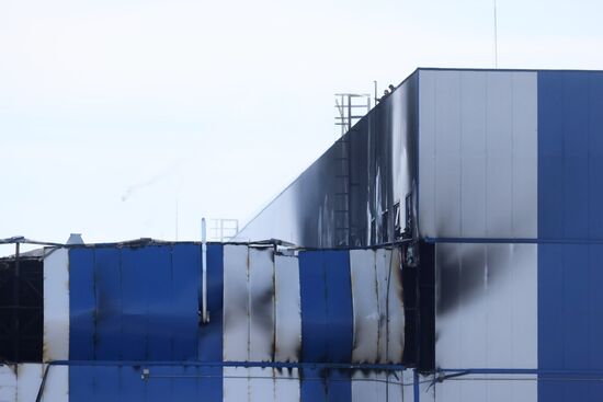 Последствия пожара на предприятии "Онежский судостроительный завод" в Петрозаводске