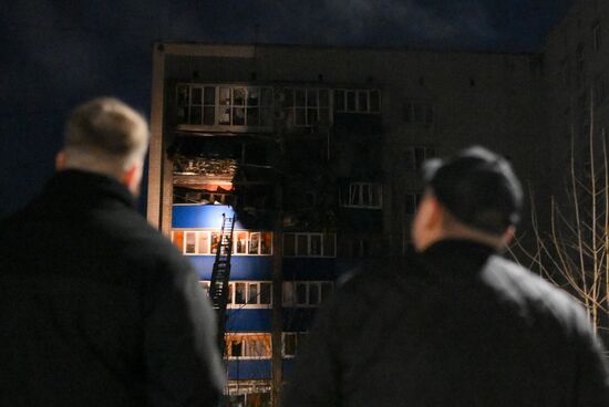 Последствия массированной атаки БПЛА ВСУ на Курск 