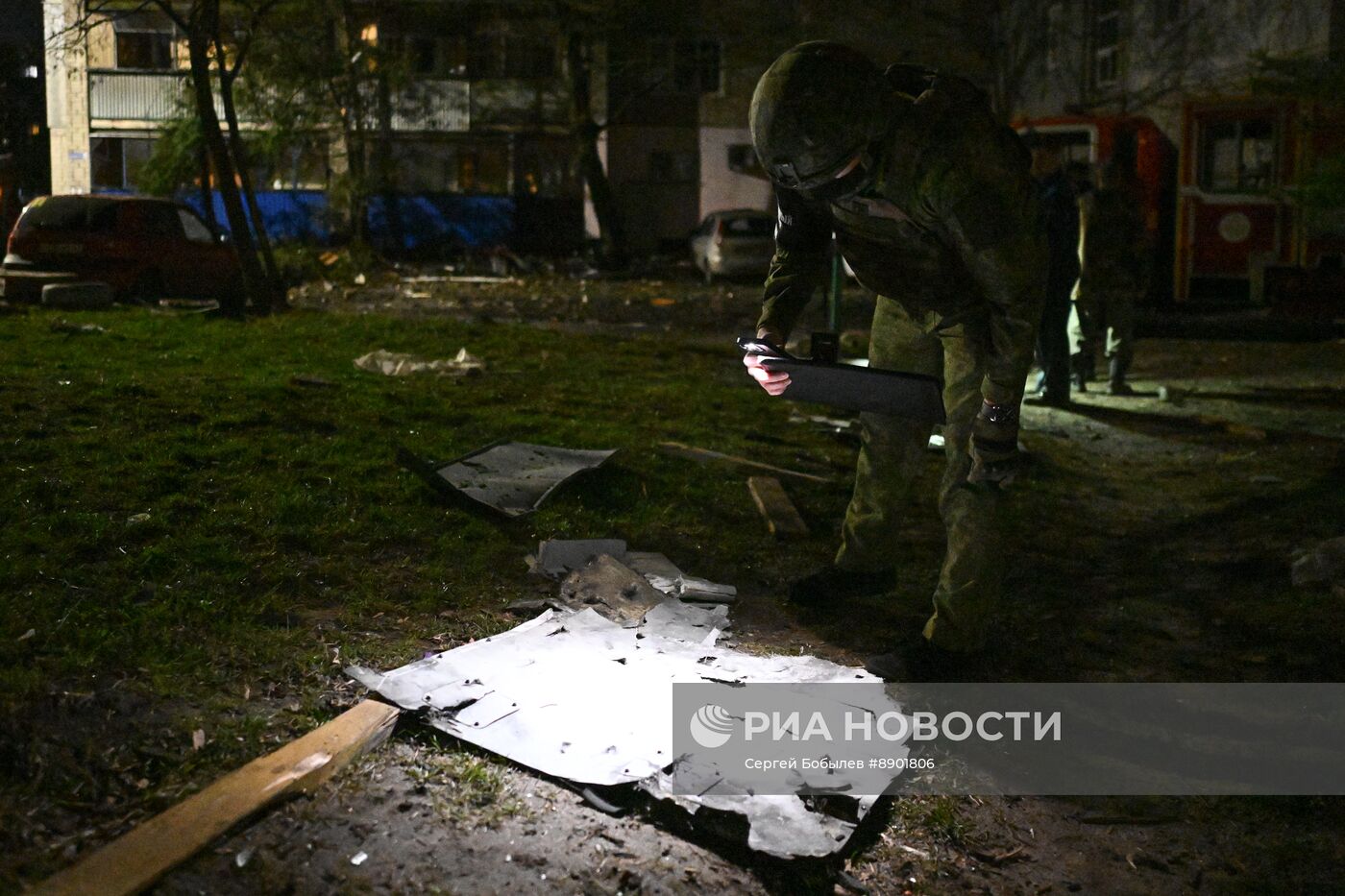 Последствия массированной атаки БПЛА ВСУ на Курск