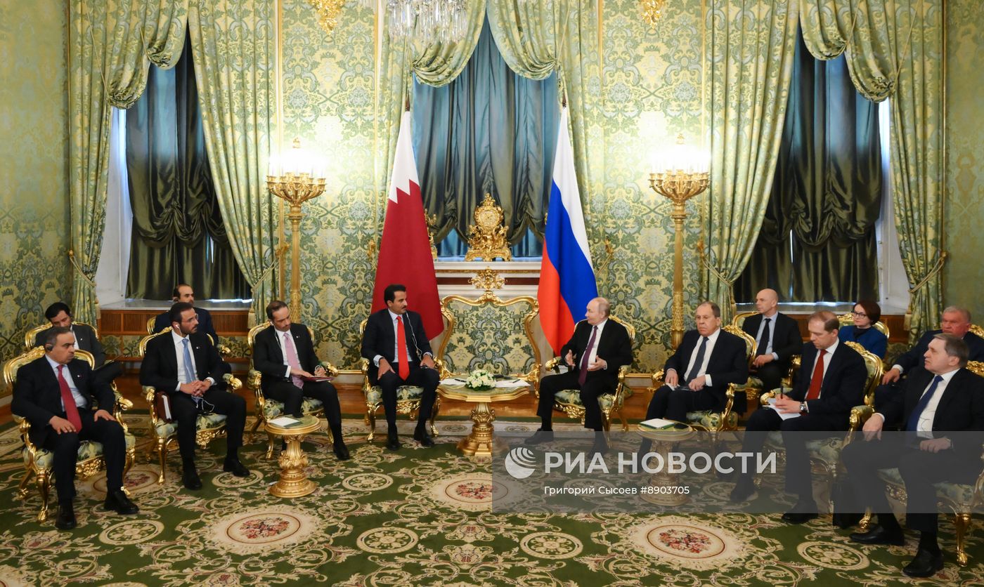 Встреча президента РФ Владимира Путина и эмира Катара Тамима бен Хамада Аль Тани
