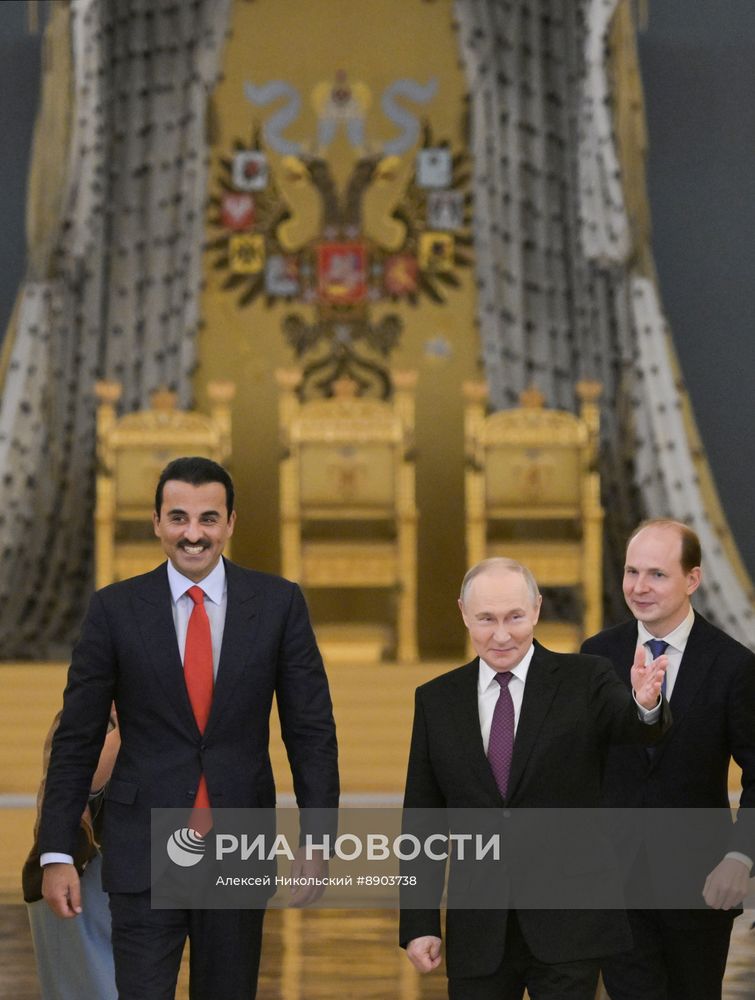 Встреча президента РФ Владимира Путина и эмира Катара Тамима бен Хамада Аль Тани