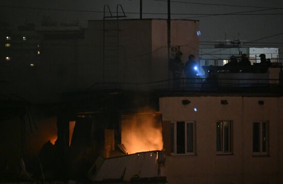 Пожар на улице Генерала Тюленева в Москве