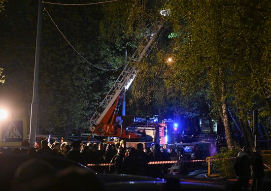 Пожар на улице Генерала Тюленева в Москве