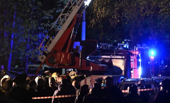 Пожар на улице Генерала Тюленева в Москве