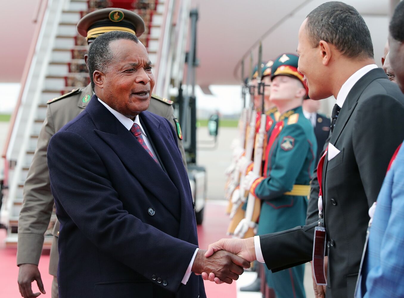 Прилет президента Республики Конго Дени Сассу-Нгессо в Москву для участия в праздновании 80-летия Победы