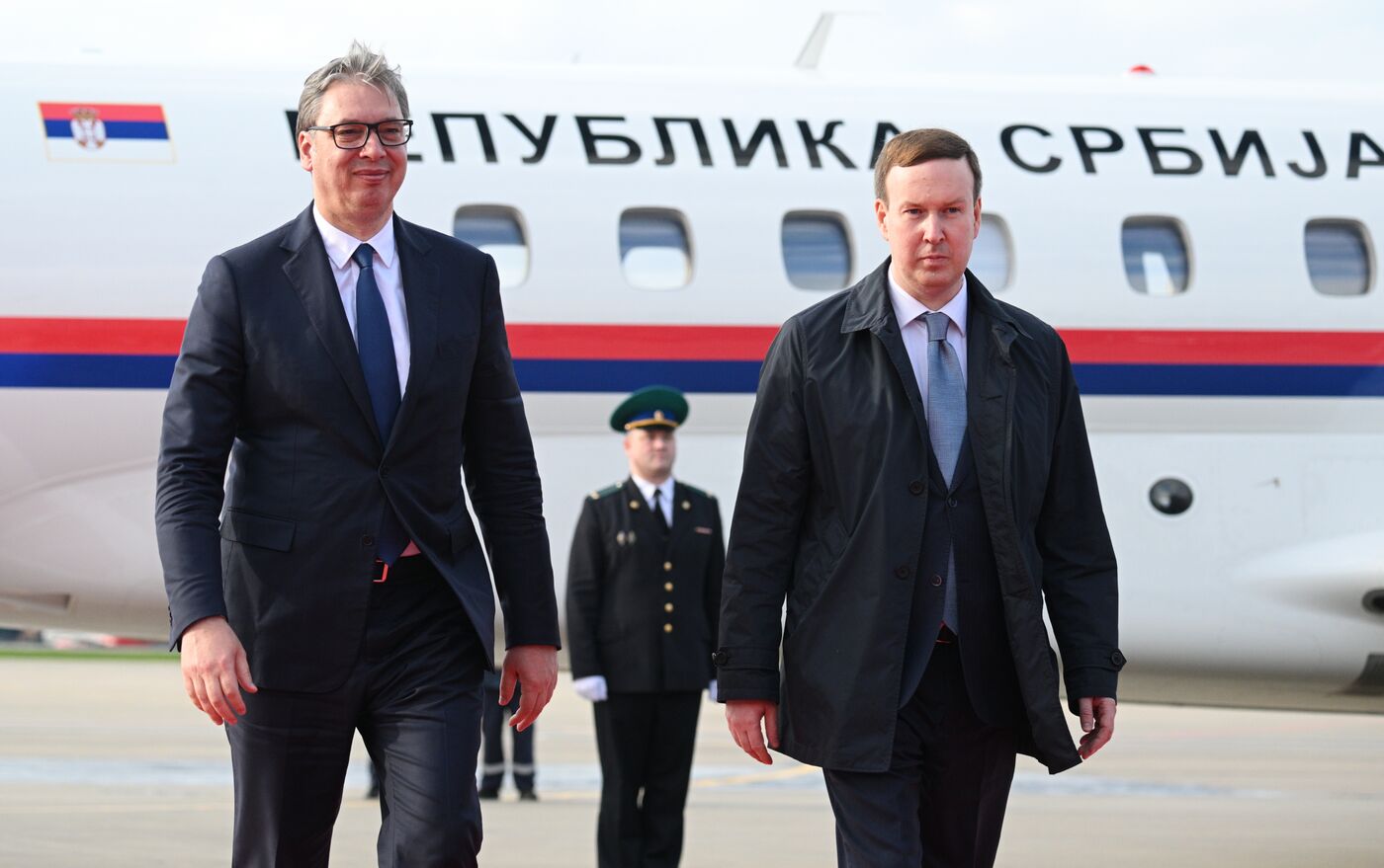 Прилет президента Сербии Александра Вучича в Москву для участия в праздновании 80-летия Победы